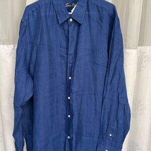 Tasso Elba Blue Casual Button Down Shirt Relaxed Fit